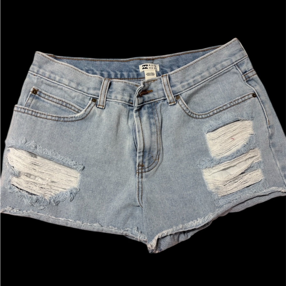 Billabong Drift Away Distressed Denim Women Shorts Sz 27